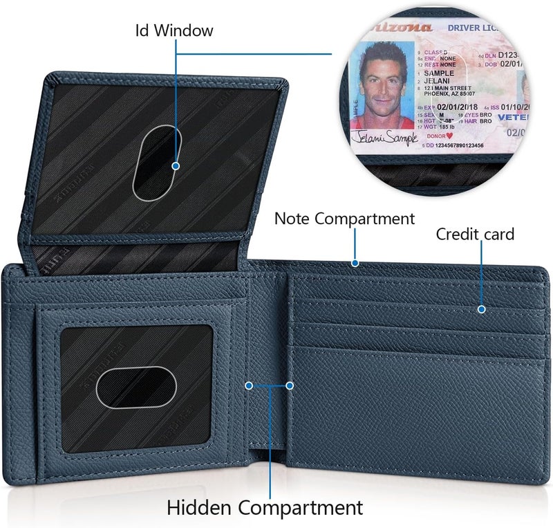 RUNBOX Wallet for Men Slim Rfid Leather 2 ID Window With Gift Box | Slim, Rfid, 2 ID Window, With Gift Box, Slim, Rfid - Image 4